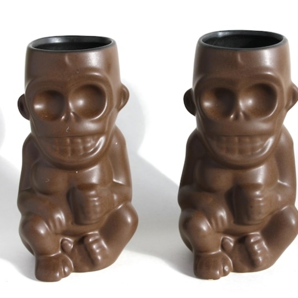 Vintage Set of 2 Muntiki Monkey Tiki glasses/vases Tiki deco